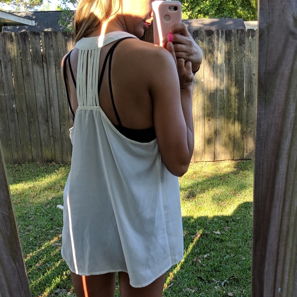 White sheer tank top with cute back